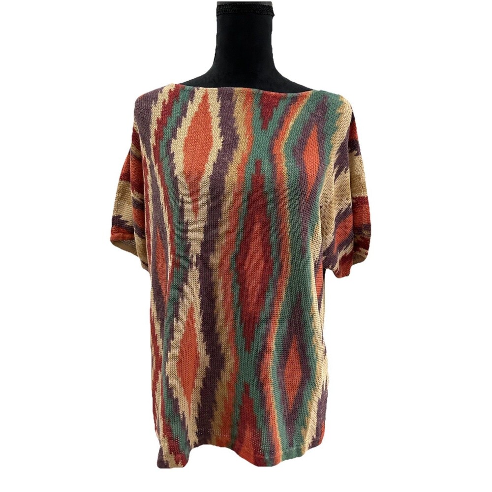 Lauren Ralph Lauren Womens Sz 1X sweater Short sleeves  Multicolor Boho